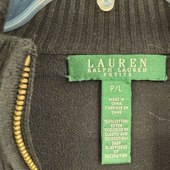 Lauren Ralph Lauren Cardigan Women Size L Petite Full Zip Cotton Shoulder Patch - Picture 5 of 11